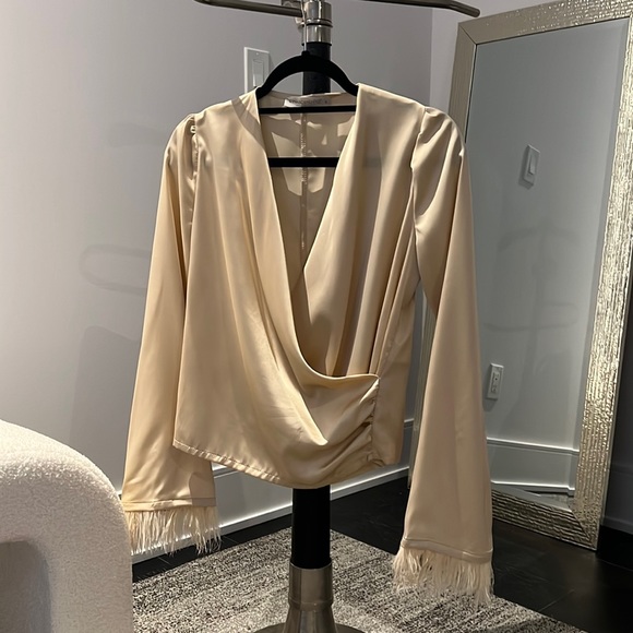 Champagne Feather Blouse - Picture 1 of 3